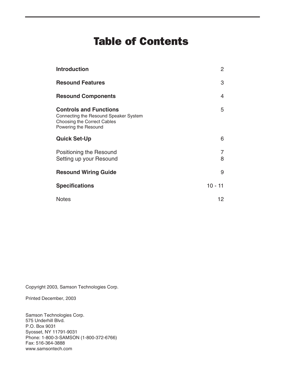 Samson RS12M User Manual | Page 3 / 16