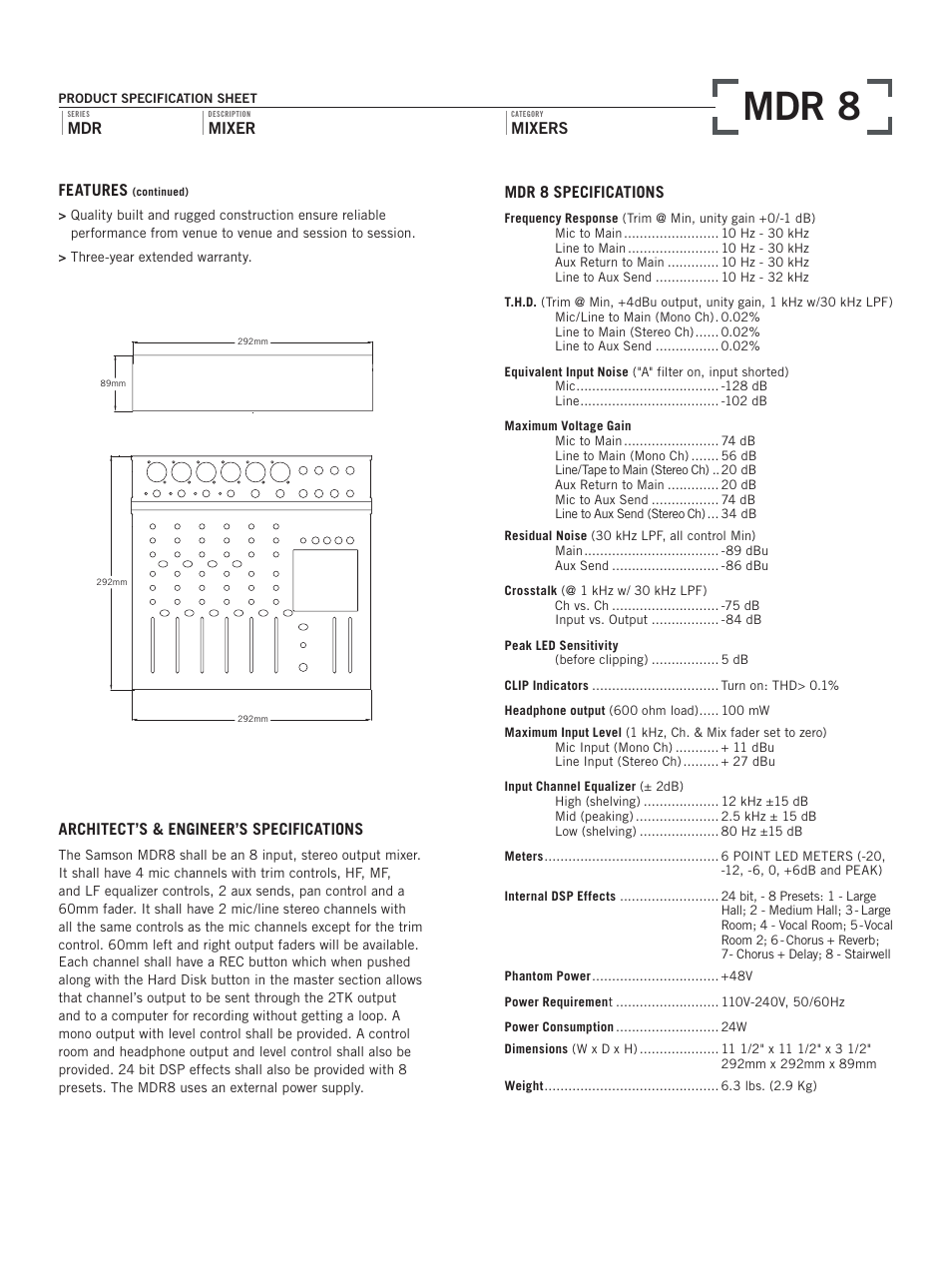 Mdr 8 | Samson MDR series User Manual | Page 2 / 2