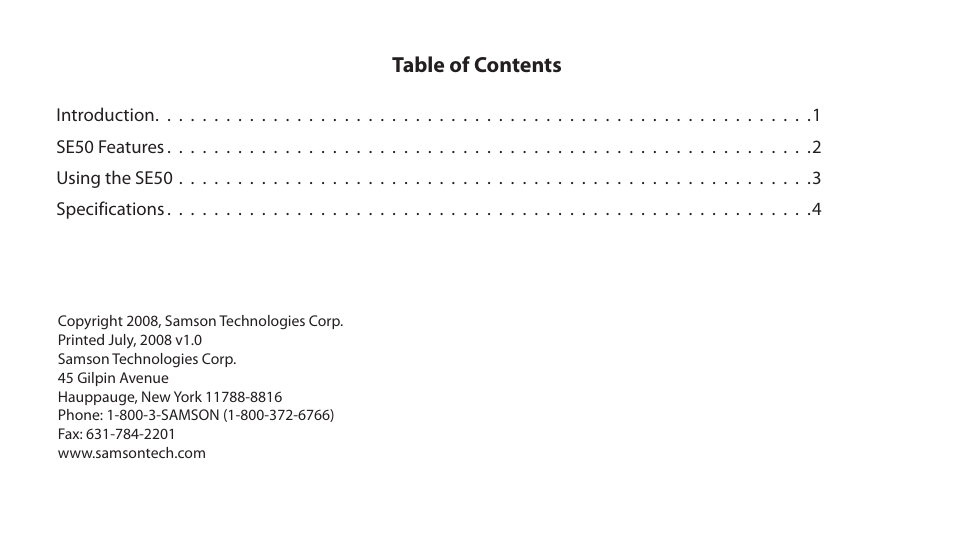 Samson SE50 User Manual | Page 2 / 8