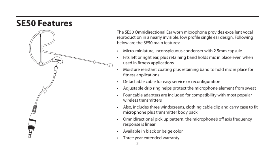 Se50 features | Samson SE50 User Manual | Page 4 / 8