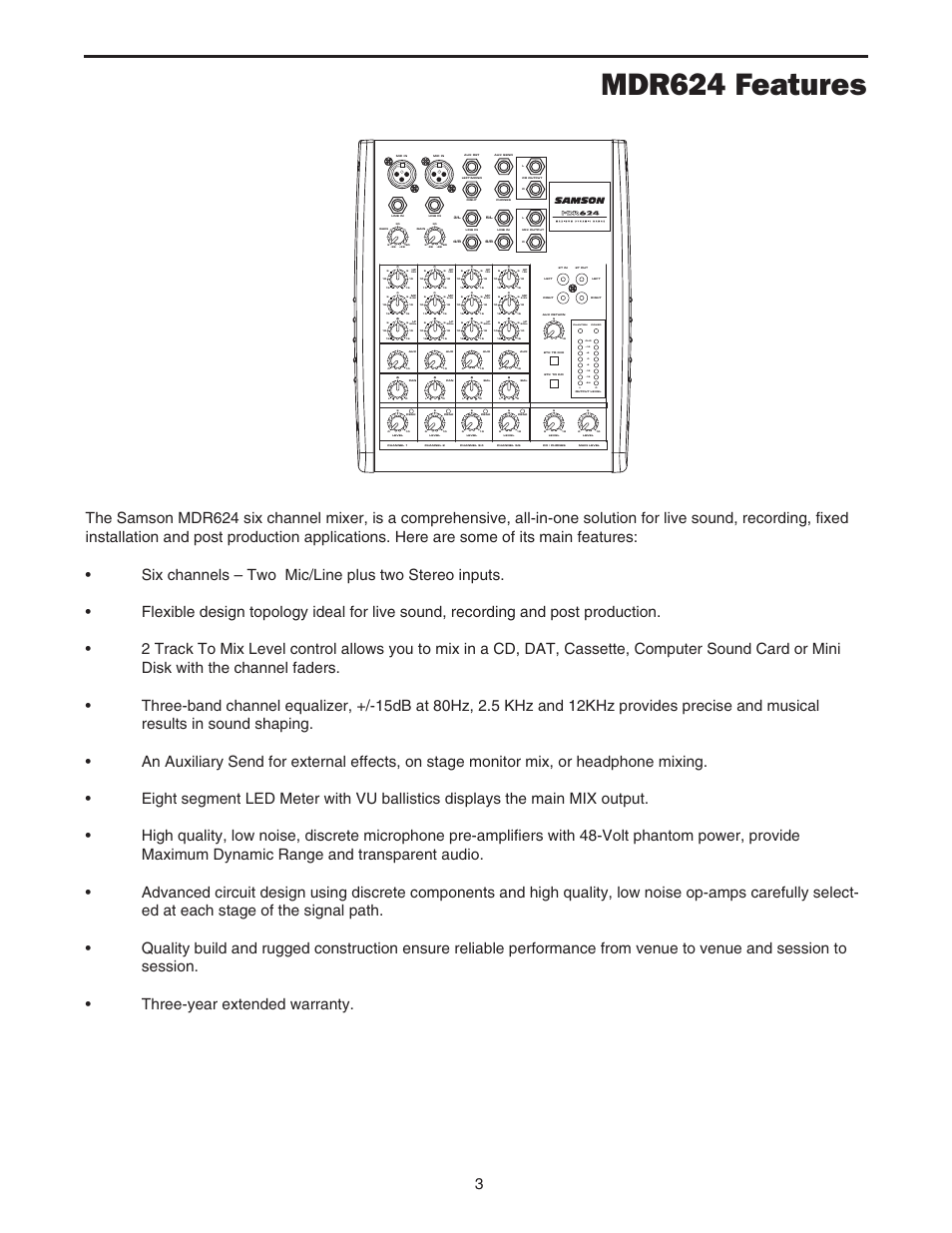 Mdr624 features, 80hz | Samson MDR624 User Manual | Page 5 / 24