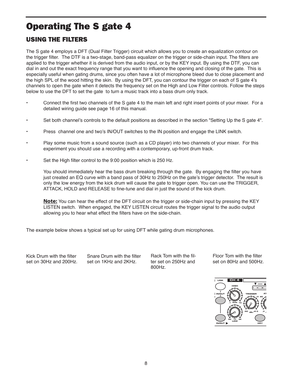 Operating the s gate 4, Using the filters | Samson S-Gate 4 User Manual | Page 10 / 22