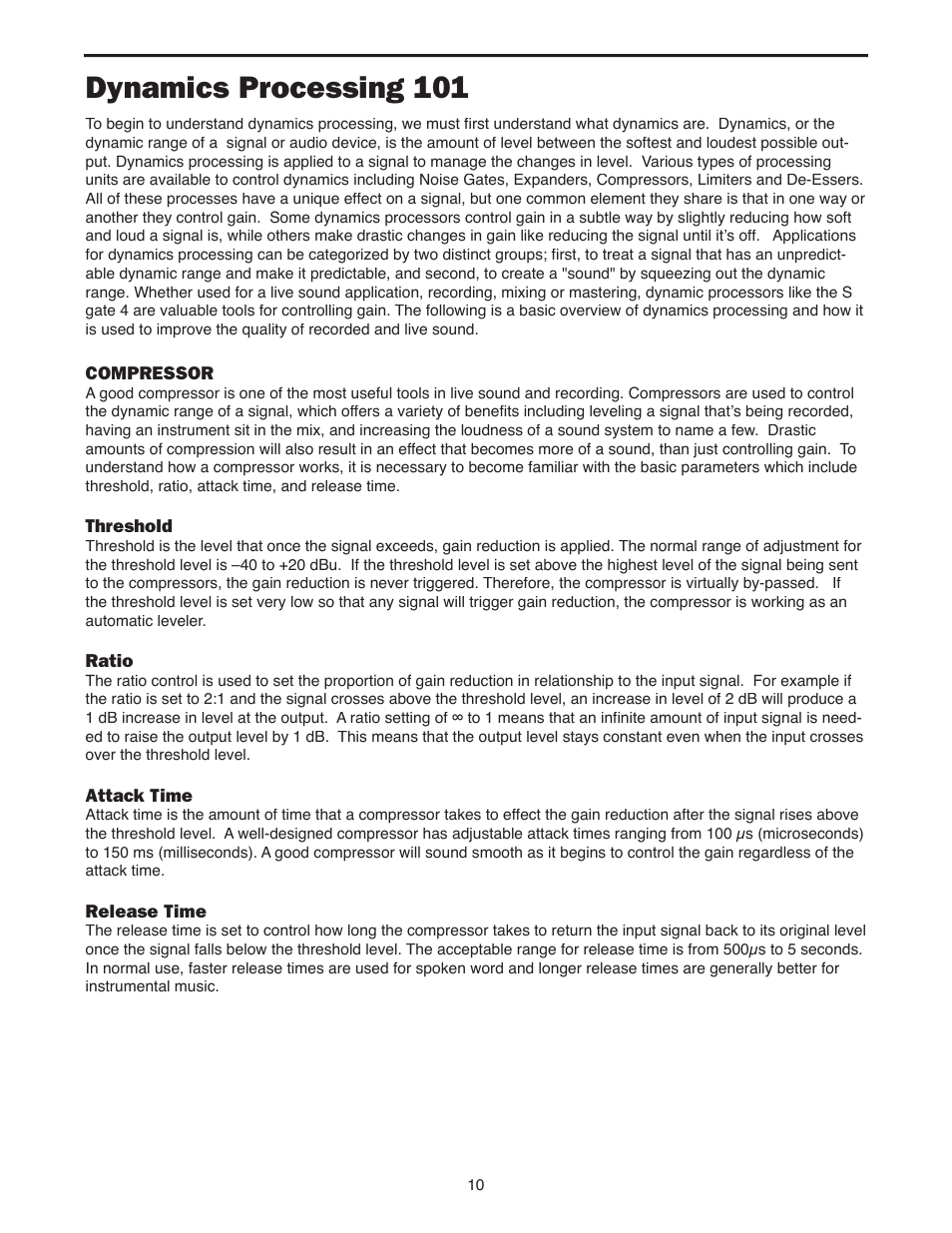 Dynamics processing 101 | Samson S-Gate 4 User Manual | Page 12 / 22