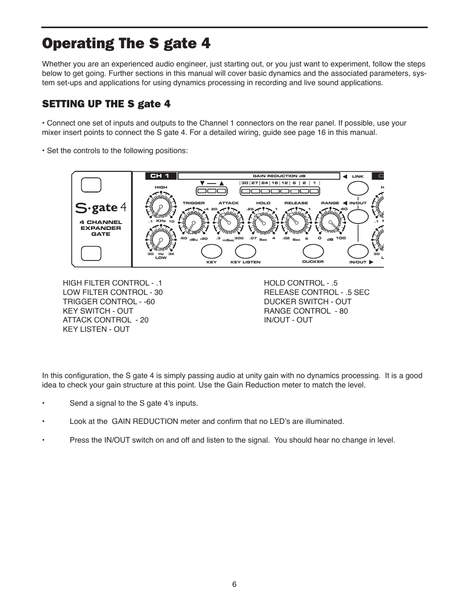 Operating the s gate 4, Setting up the s gate 4 | Samson S-Gate 4 User Manual | Page 8 / 22