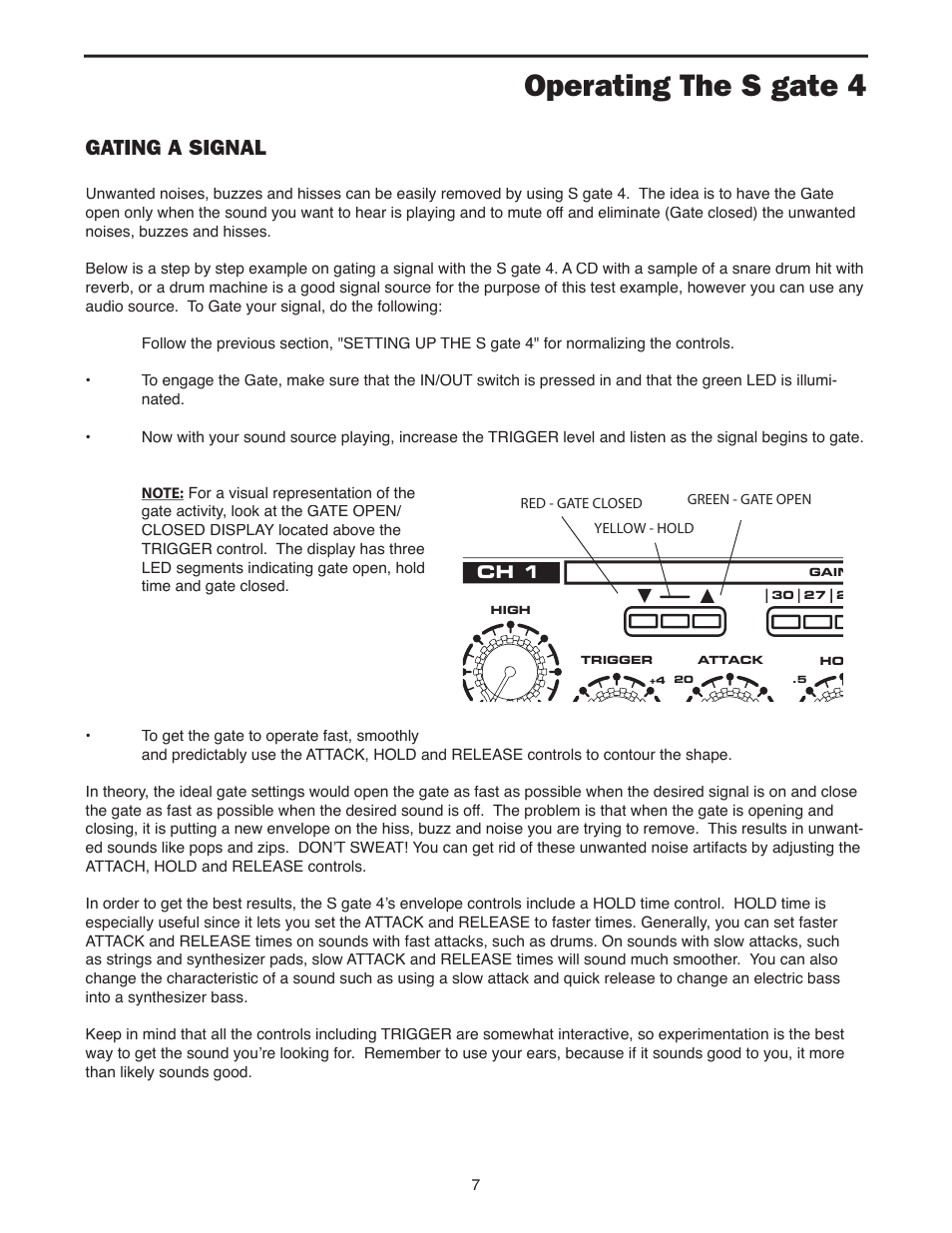 Operating the s gate 4, Gating a signal, Ch 1 | Samson S-Gate 4 User Manual | Page 9 / 22