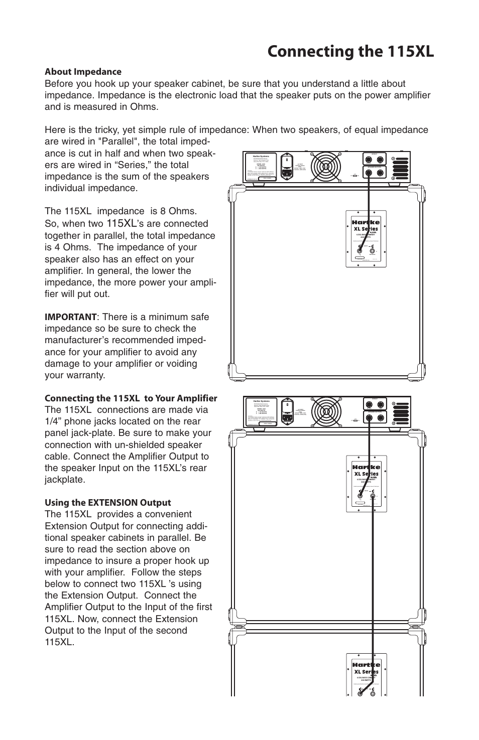 Connecting the 115xl, 115xl, Send retuirn | Samson 115XL User Manual | Page 3 / 4