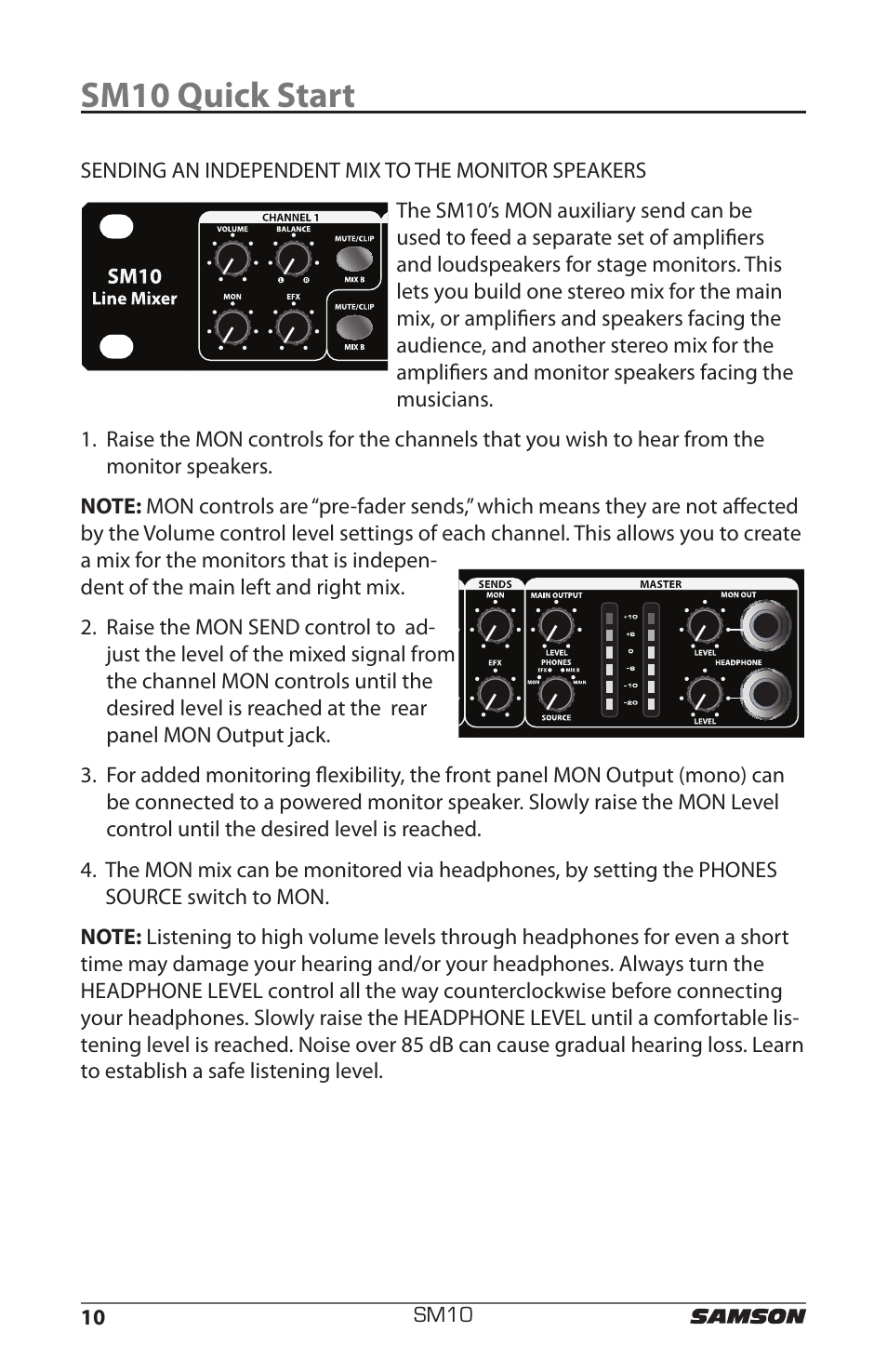 Sm10 quick start | Samson SM10 User Manual | Page 14 / 19