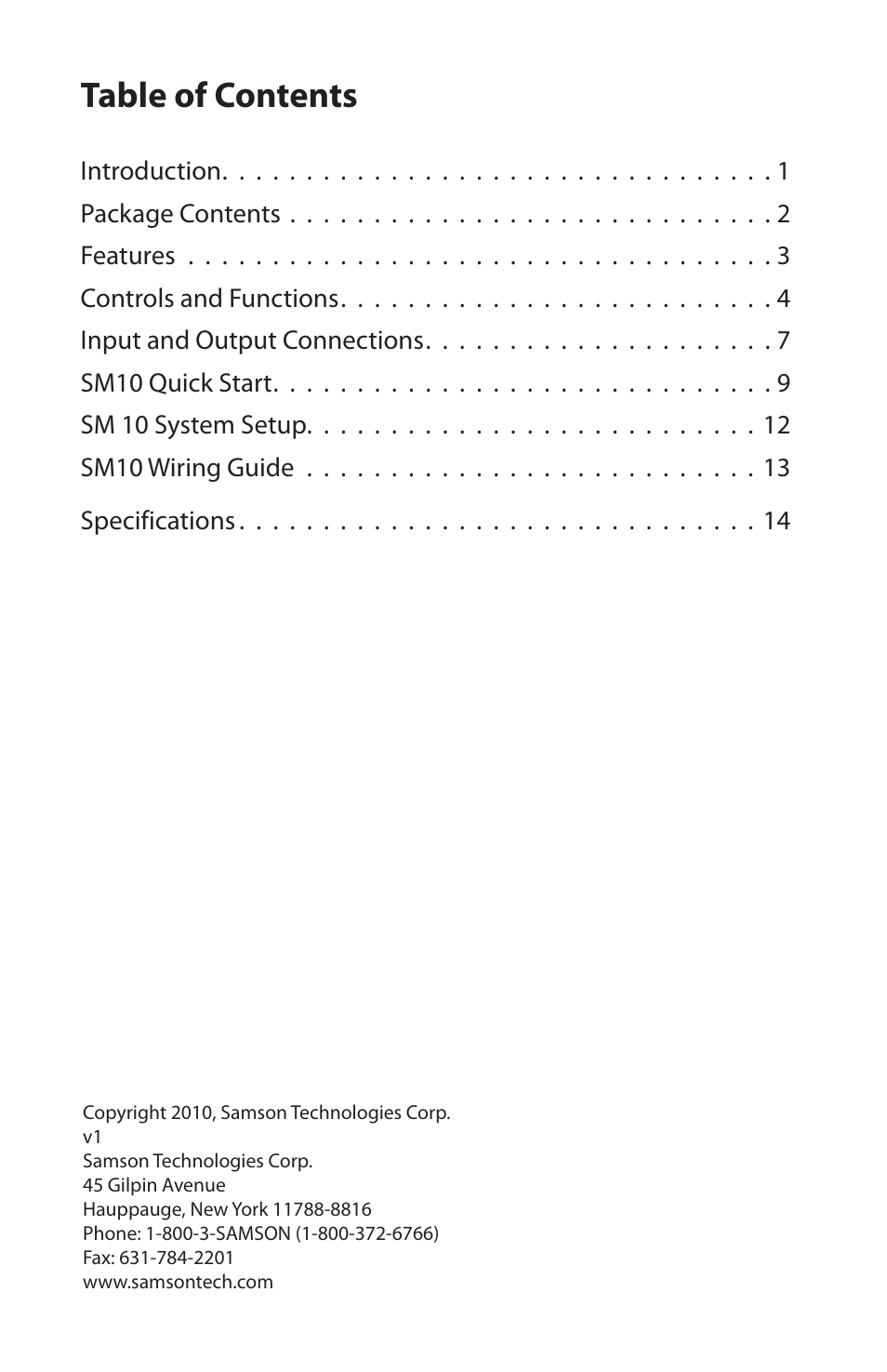 Samson SM10 User Manual | Page 4 / 19