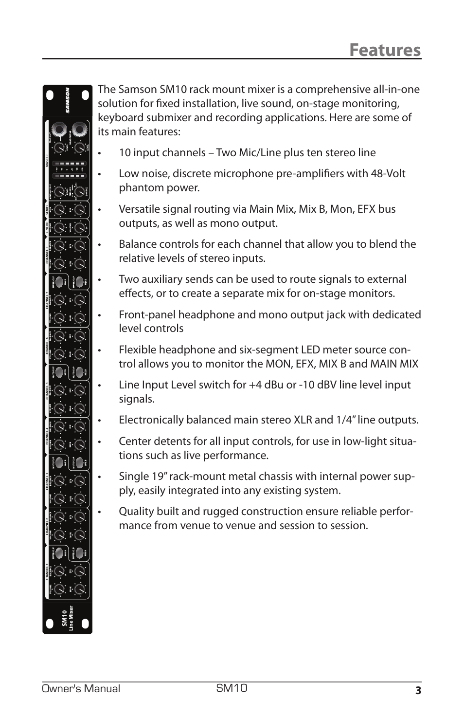 Features | Samson SM10 User Manual | Page 7 / 19