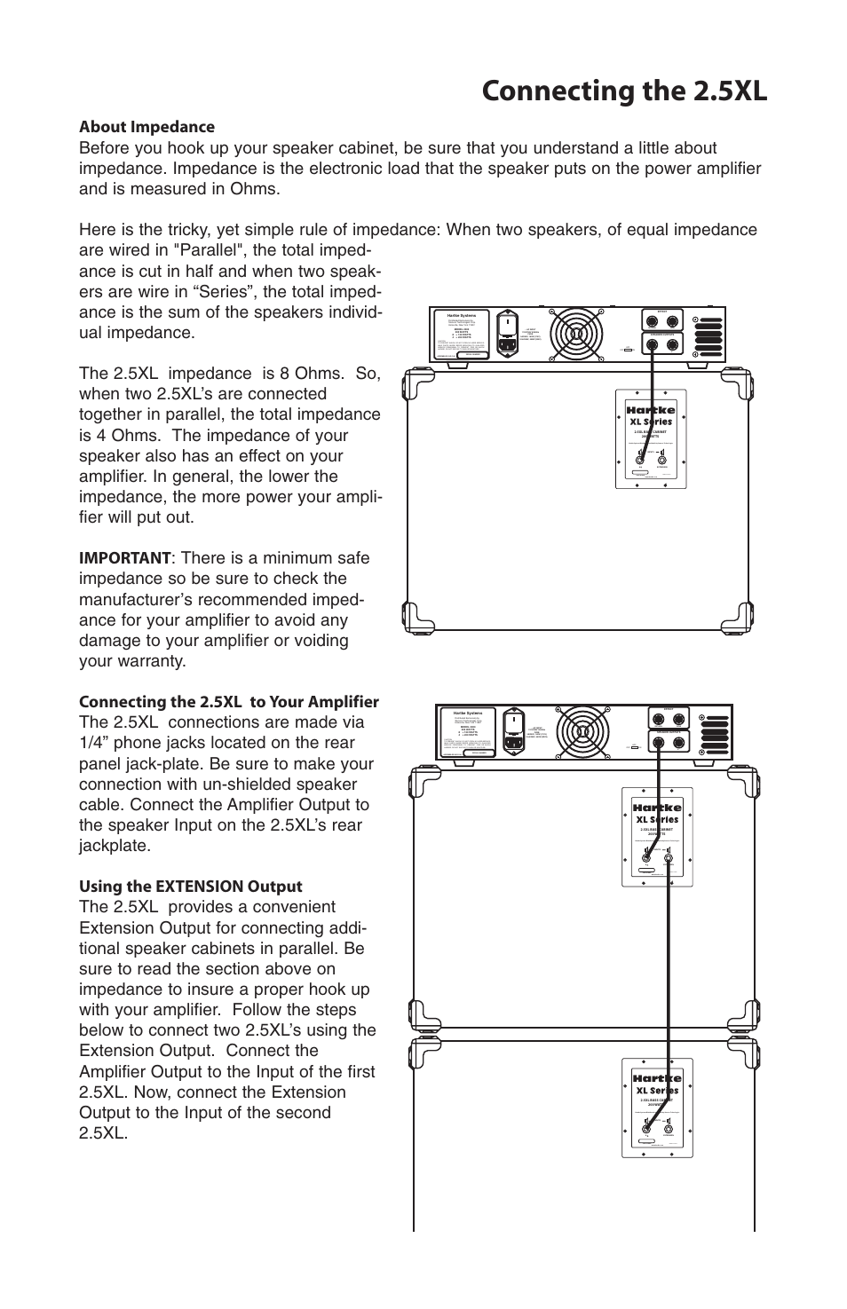 Connecting the 2.5xl, Send retuirn | Samson 2.5xl User Manual | Page 3 / 4