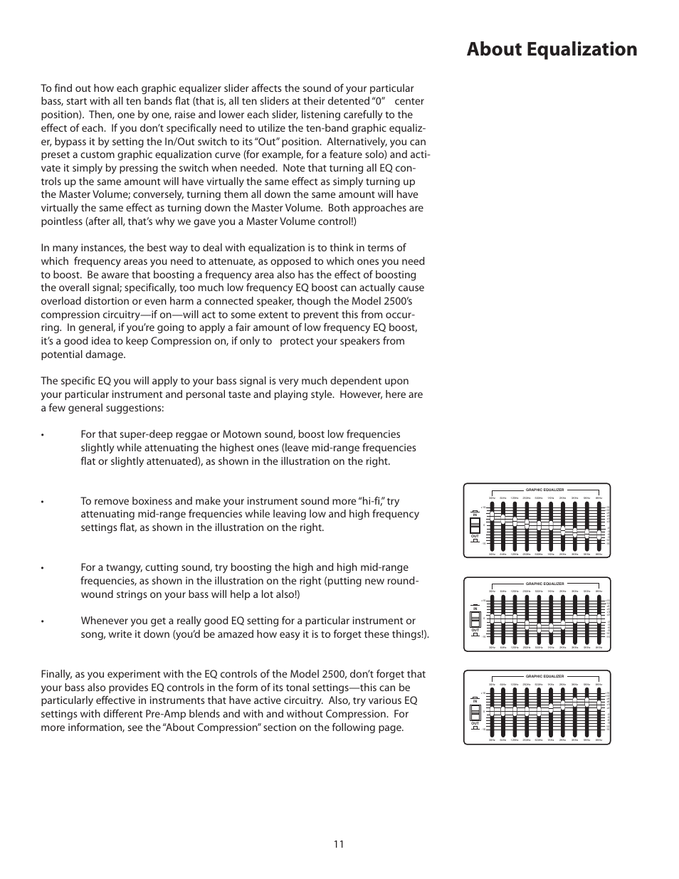 About equalization | Samson VX2510 User Manual | Page 13 / 20