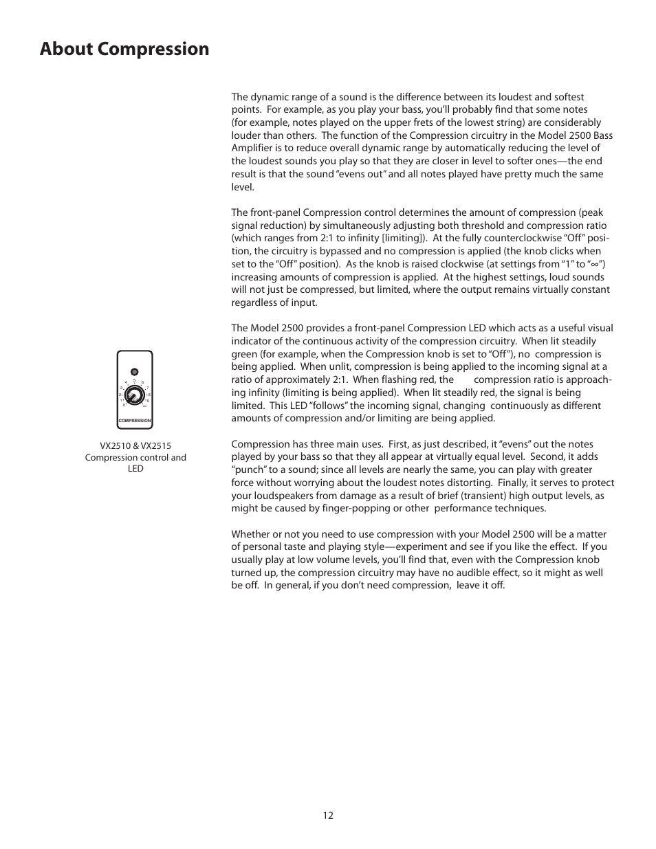 About compression | Samson VX2510 User Manual | Page 14 / 20