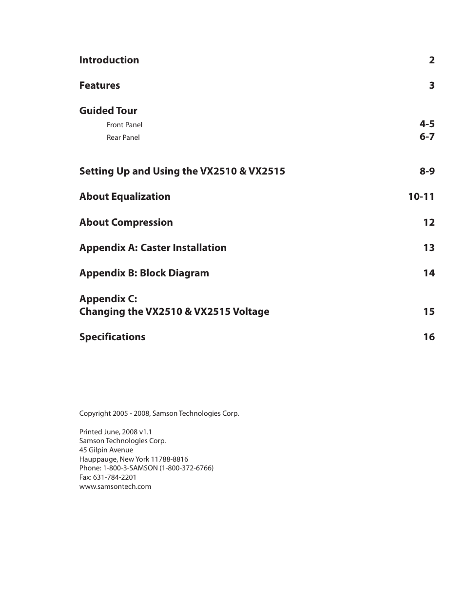 Samson VX2510 User Manual | Page 3 / 20