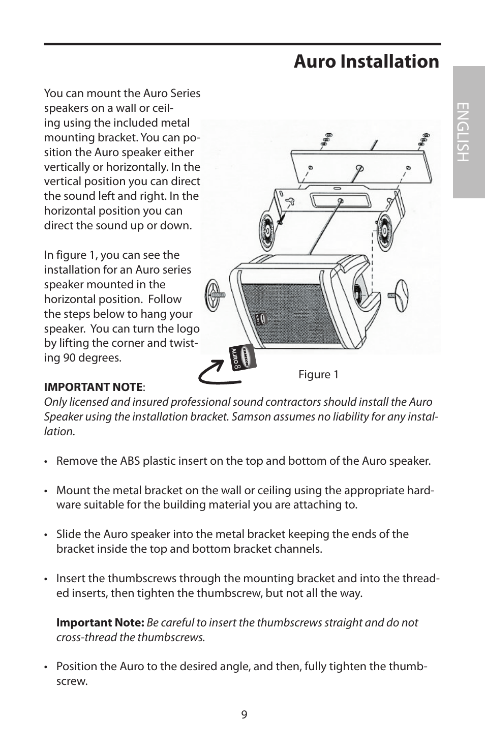 Auro installation, English | Samson AURO5 User Manual | Page 13 / 62