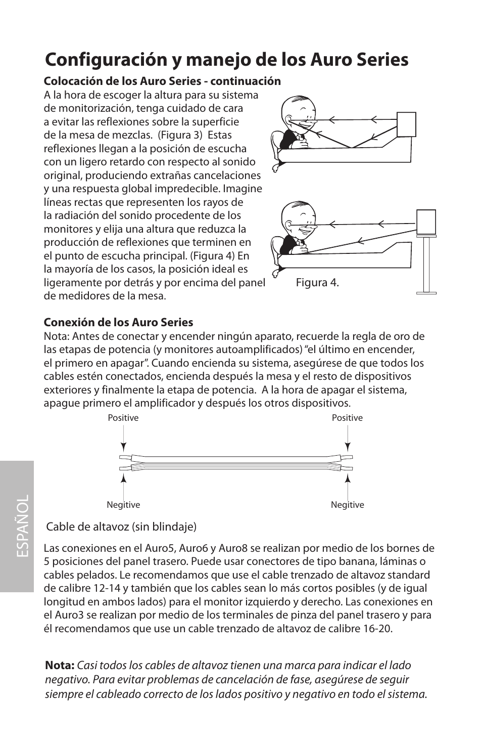 Configuración y manejo de los auro series, Conexión de los auro series, Esp añol | Samson AURO5 User Manual | Page 40 / 62