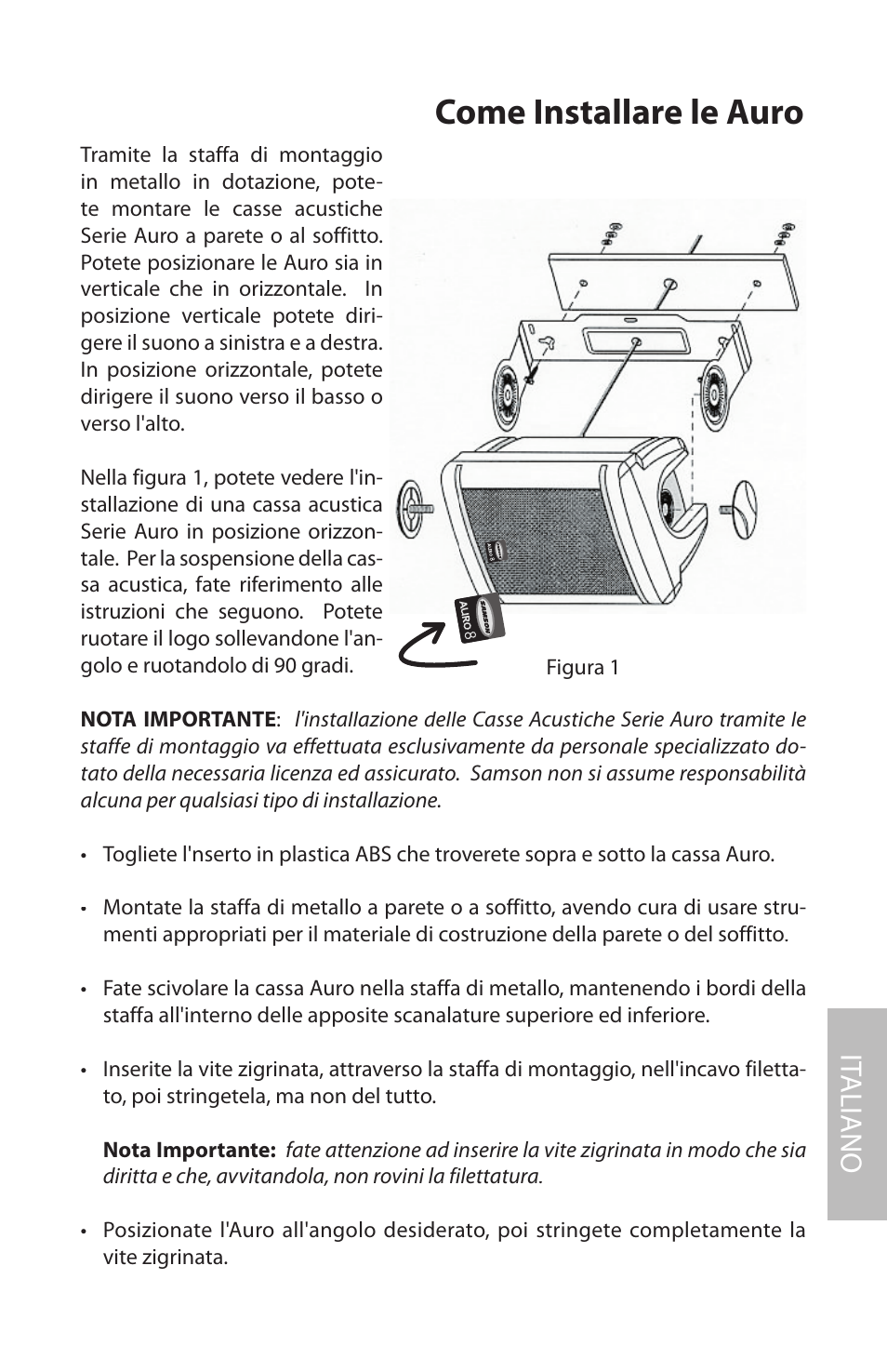 Come installare le auro, It aliano | Samson AURO5 User Manual | Page 53 / 62