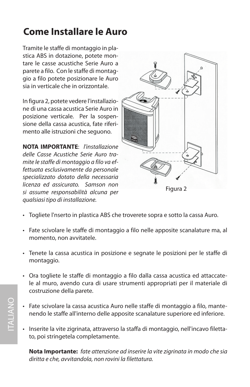 Come installare le auro, It aliano | Samson AURO5 User Manual | Page 54 / 62