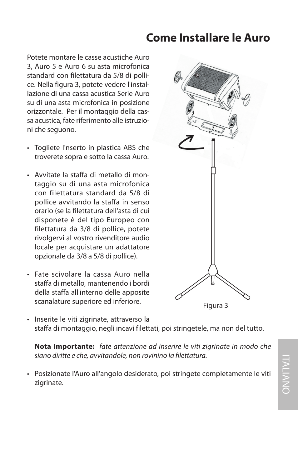 Come installare le auro, It aliano | Samson AURO5 User Manual | Page 55 / 62