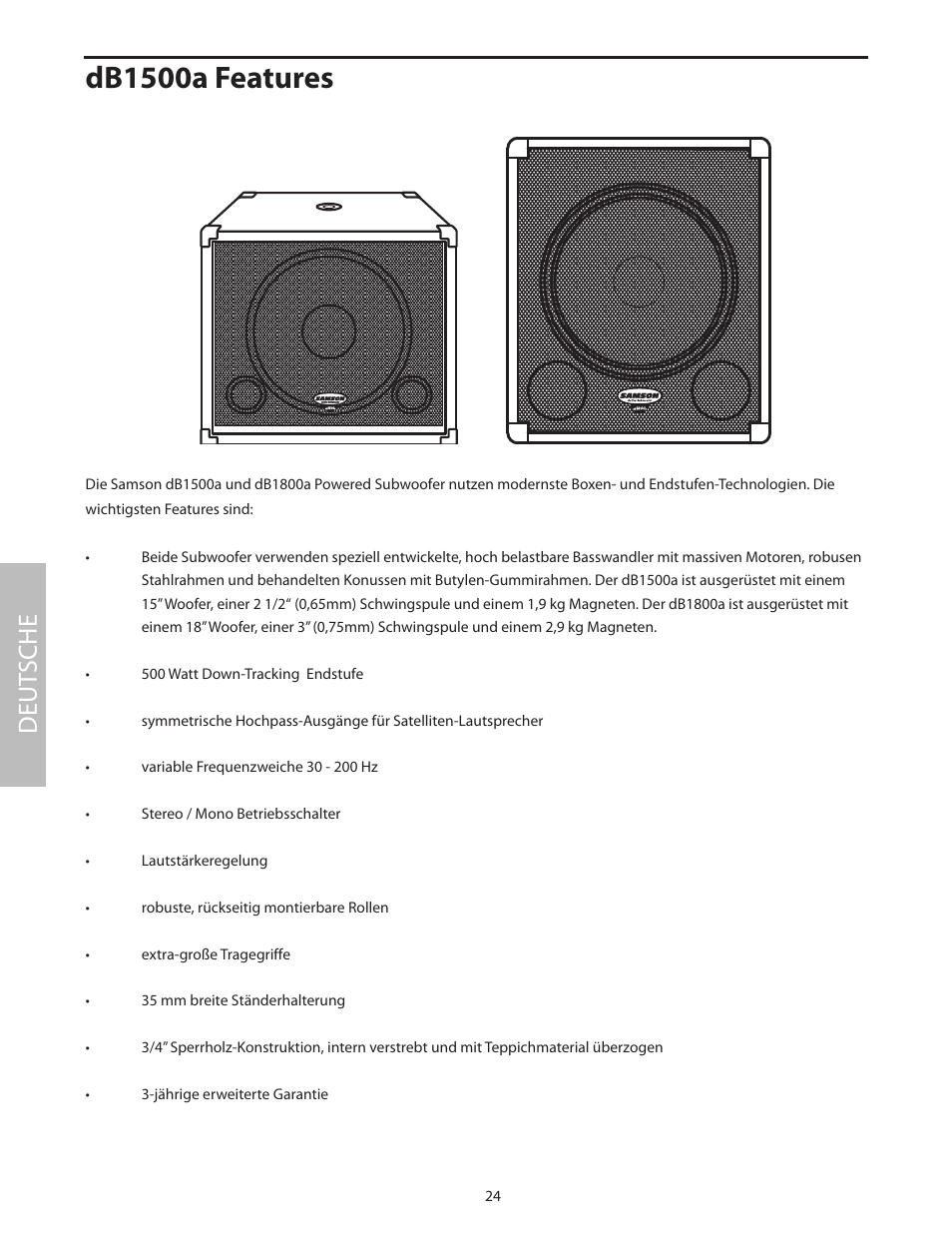 Db1500a features, Deut sche | Samson dB1500a User Manual | Page 28 / 64