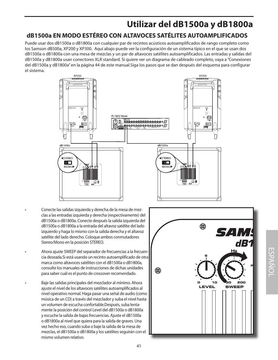 Esp añol | Samson dB1500a User Manual | Page 45 / 64