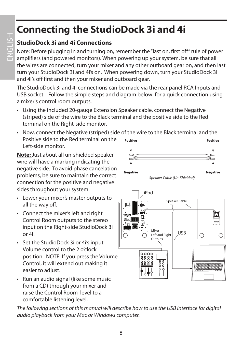 Connecting the studiodock 3i and 4i, English | Samson StudioDock 3i User Manual | Page 14 / 88