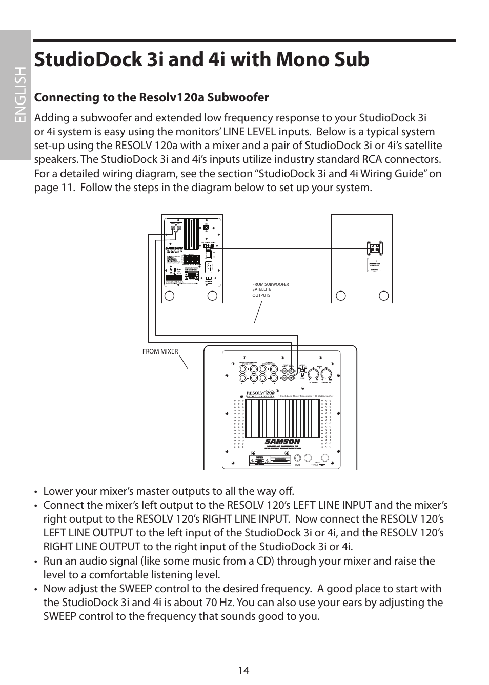 Studiodock 3i and 4i with mono sub, English | Samson StudioDock 3i User Manual | Page 20 / 88