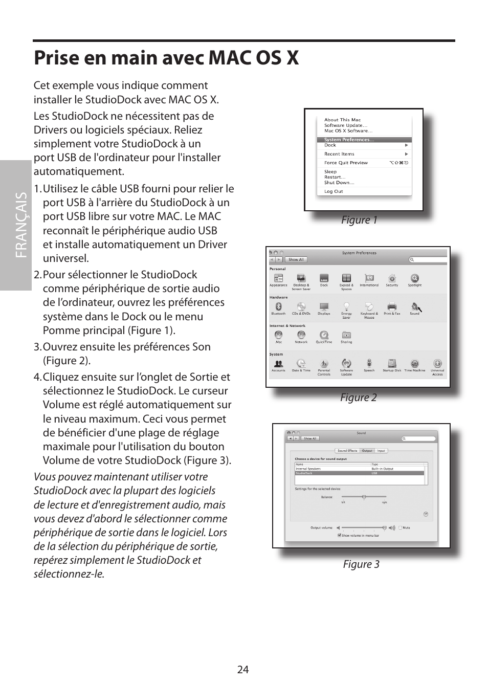 Prise en main avec mac os x, Fr anç ais | Samson StudioDock 3i User Manual | Page 30 / 88