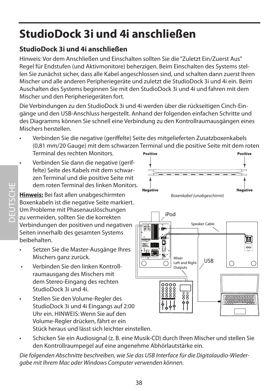 Studiodock 3i und 4i anschließen, Deut sche | Samson StudioDock 3i User Manual | Page 44 / 88