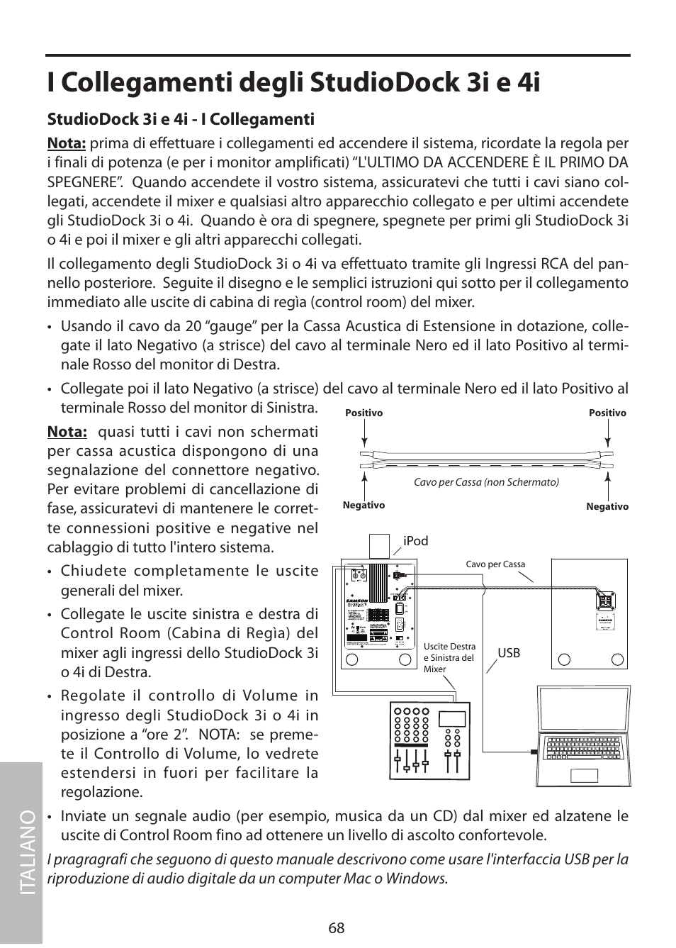 I collegamenti degli studiodock 3i e 4i, It aliano | Samson StudioDock 3i User Manual | Page 74 / 88
