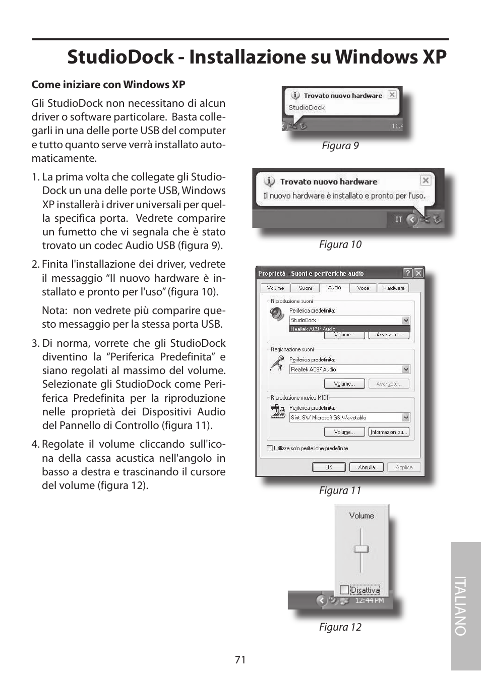 Studiodock - installazione su windows xp, It aliano | Samson StudioDock 3i User Manual | Page 77 / 88