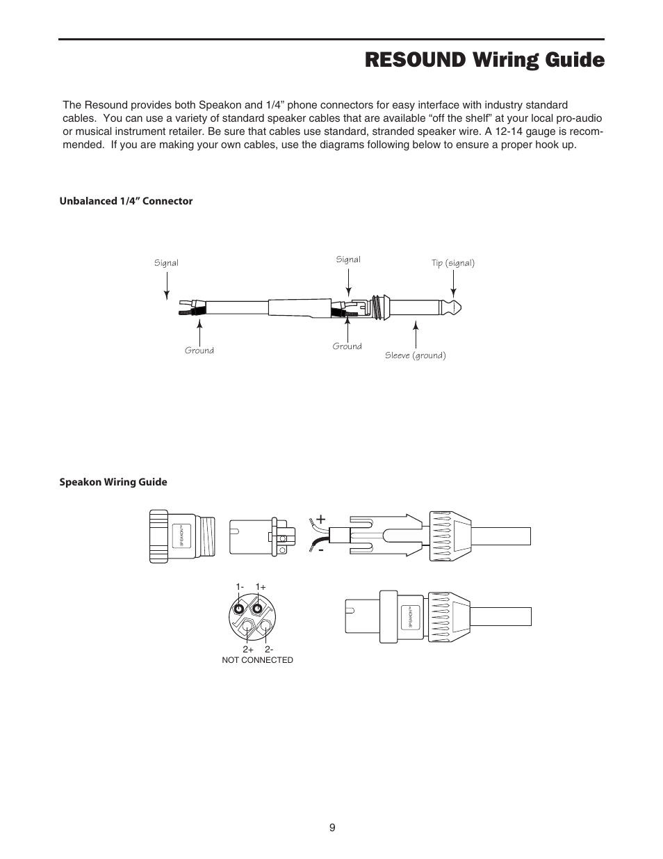 Resound wiring guide | Samson RS12 User Manual | Page 11 / 16