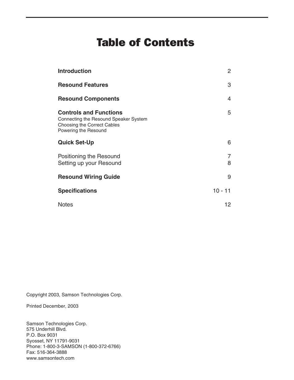 Samson RS12 User Manual | Page 3 / 16