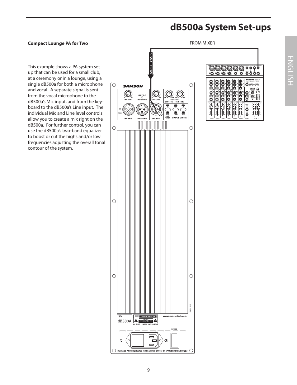 Db500a system set-ups, English | Samson dB500a User Manual | Page 13 / 70