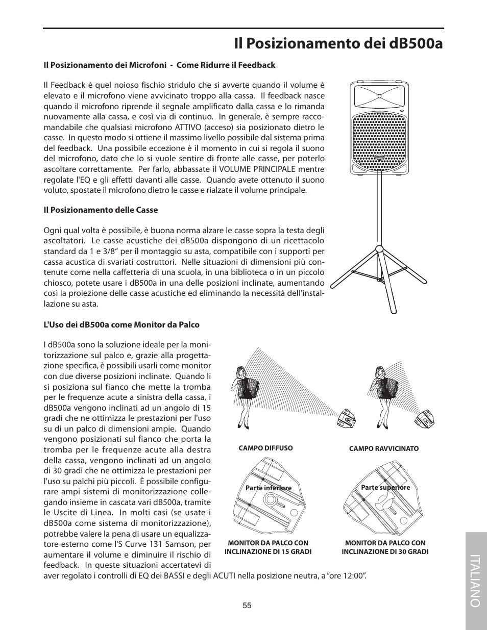 Il posizionamento dei db500a, It aliano | Samson dB500a User Manual | Page 59 / 70