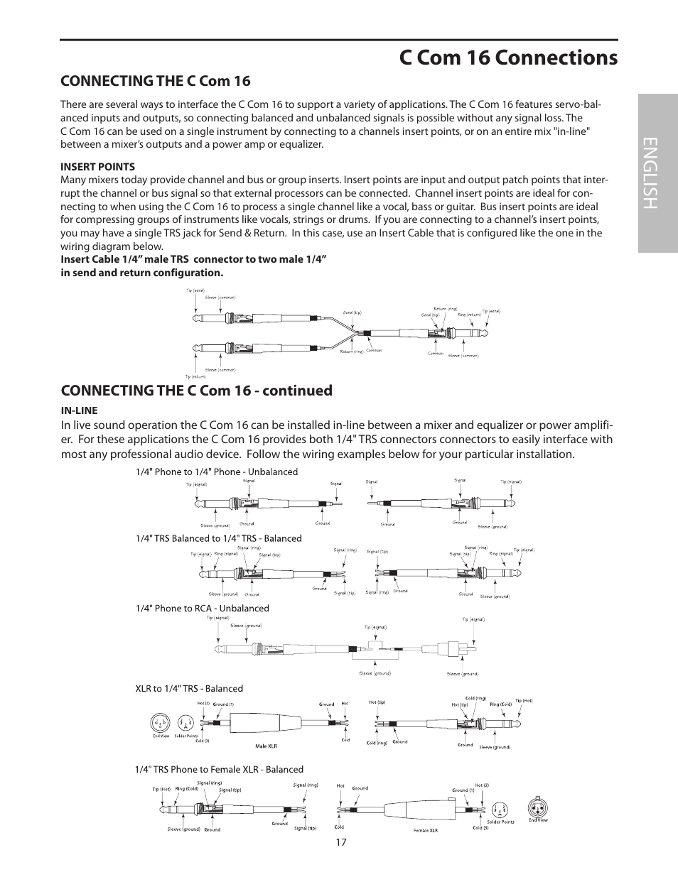 C com 16 connections, English | Samson C com 16 User Manual | Page 19 / 84