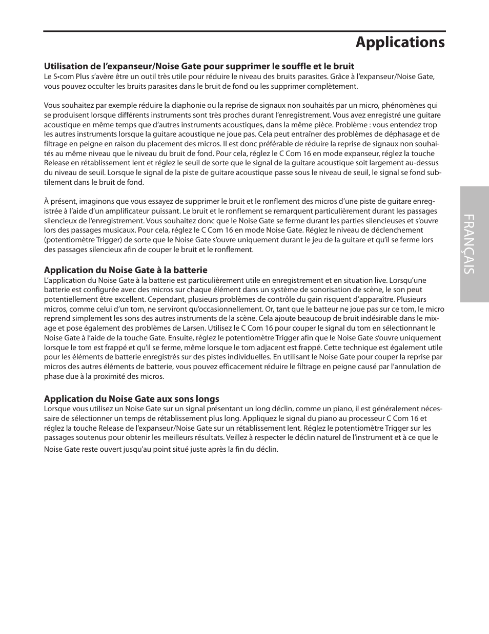 Applications, Fr anç ais | Samson C com 16 User Manual | Page 35 / 84