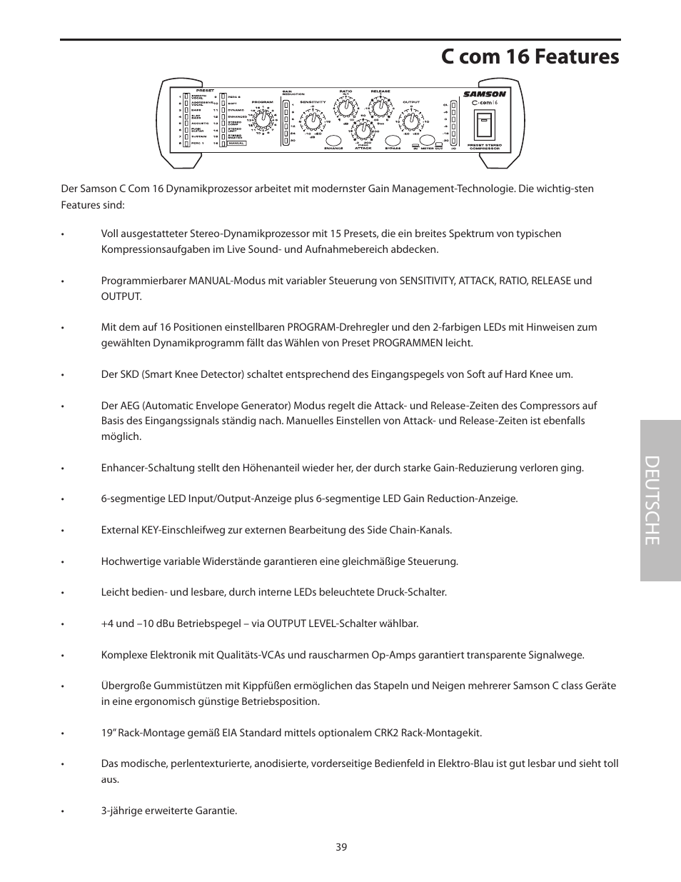 C com 16 features, Deut sche | Samson C com 16 User Manual | Page 41 / 84