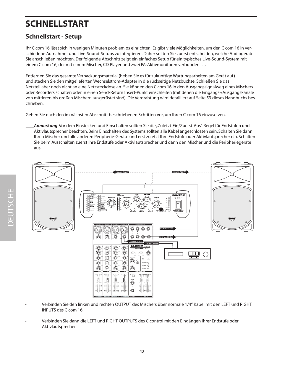 Schnellstart - setup, Schnellstart, Deut sche | Samson C com 16 User Manual | Page 44 / 84
