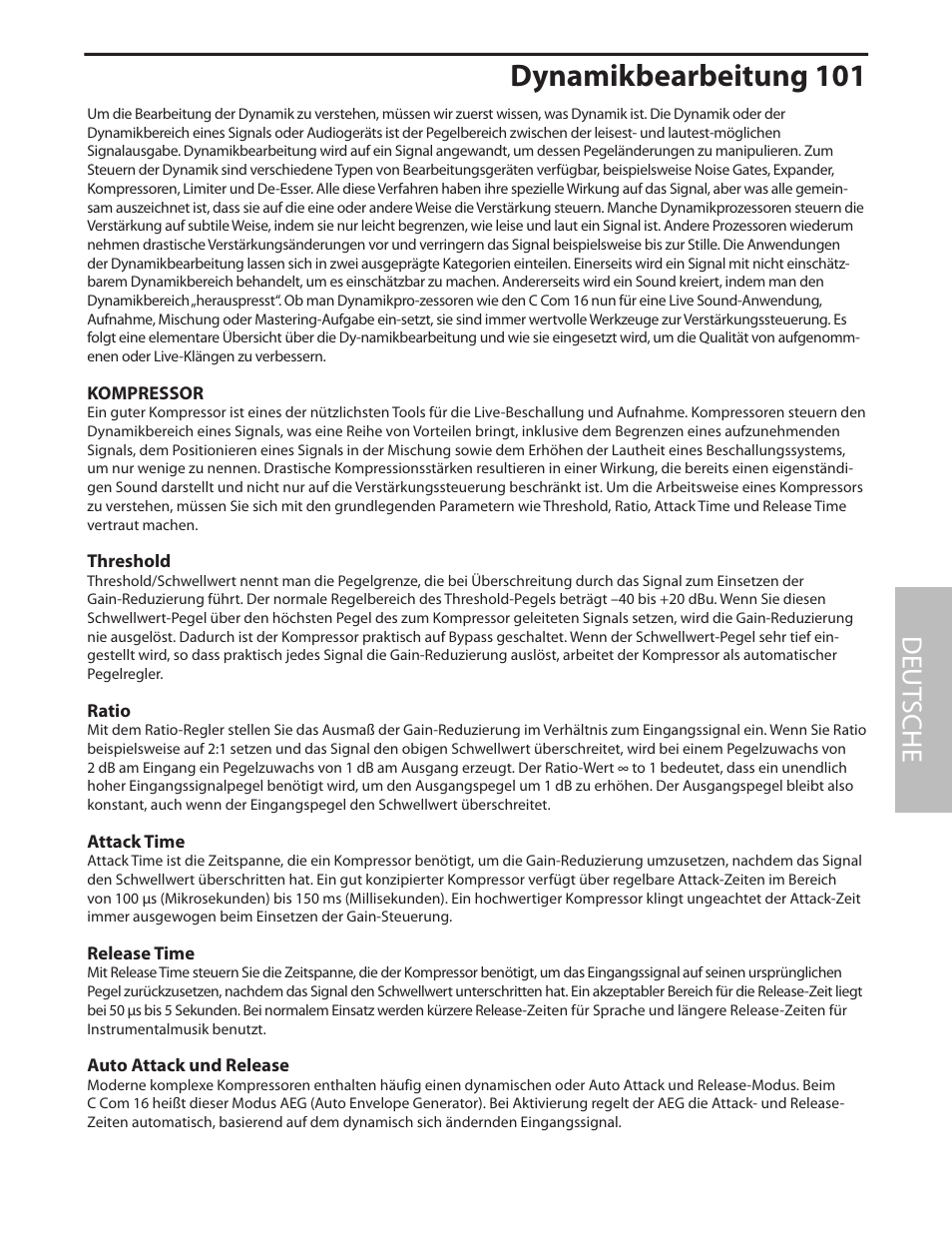 Dynamikbearbeitung 101, Deut sche | Samson C com 16 User Manual | Page 51 / 84
