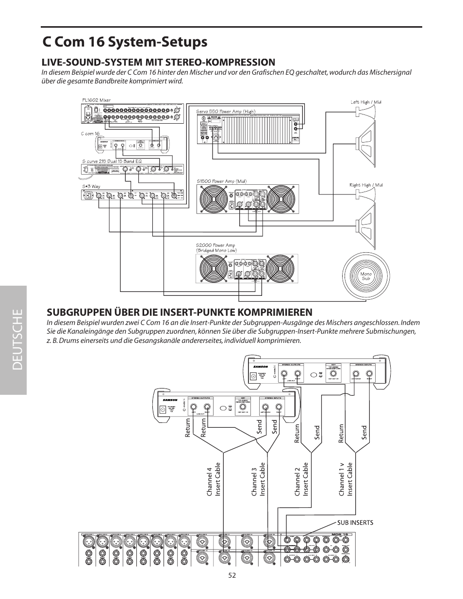 C com 16 system-setups, Deut sche | Samson C com 16 User Manual | Page 54 / 84