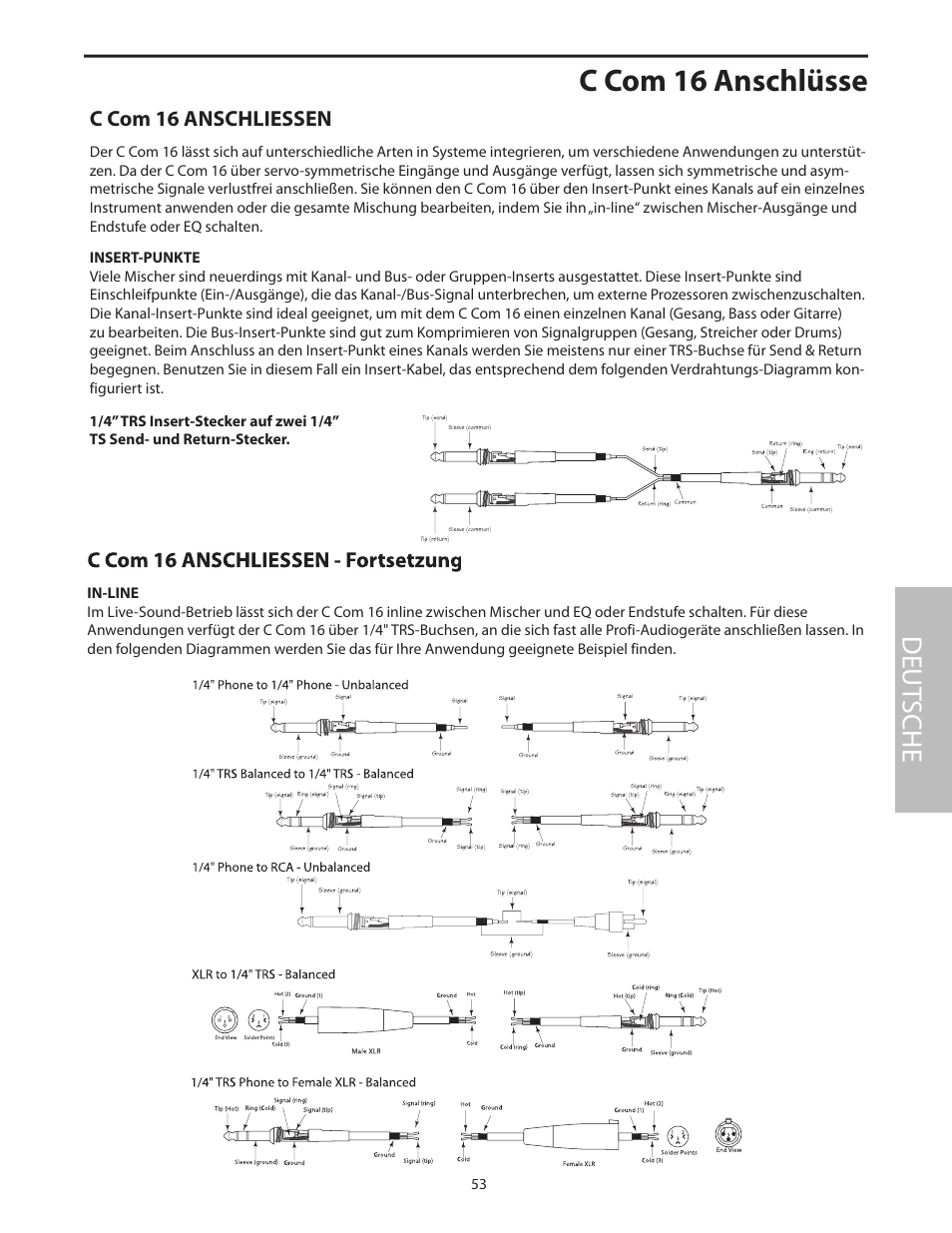 C com 16 anschlüsse, Deut sche | Samson C com 16 User Manual | Page 55 / 84