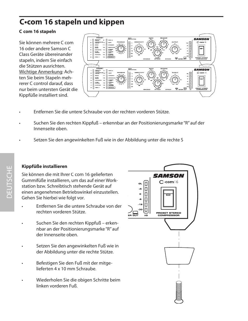 C•com 16 stapeln und kippen, Deut sche | Samson C com 16 User Manual | Page 56 / 84
