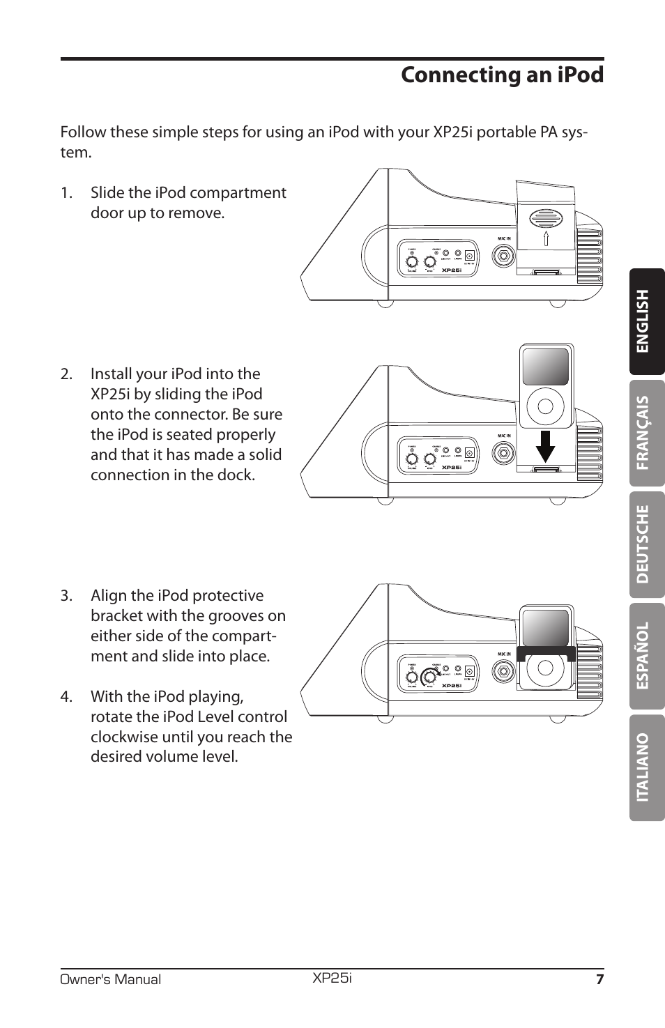 Connecting an ipod | Samson EXPIDETION XP25I User Manual | Page 11 / 64