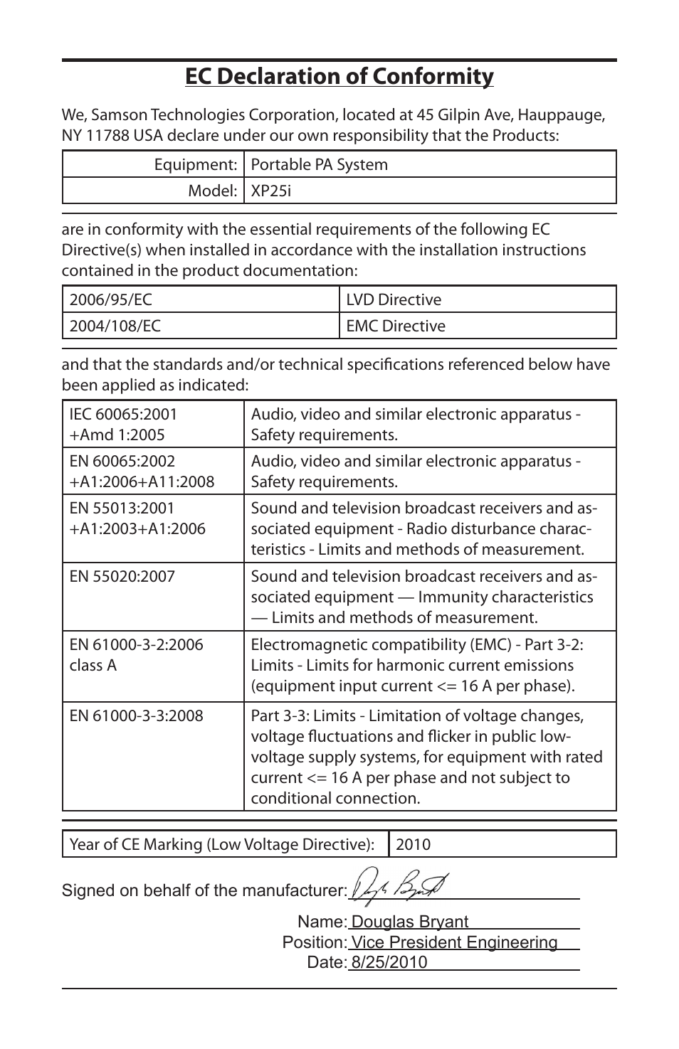 Ec declaration of conformity | Samson EXPIDETION XP25I User Manual | Page 14 / 64