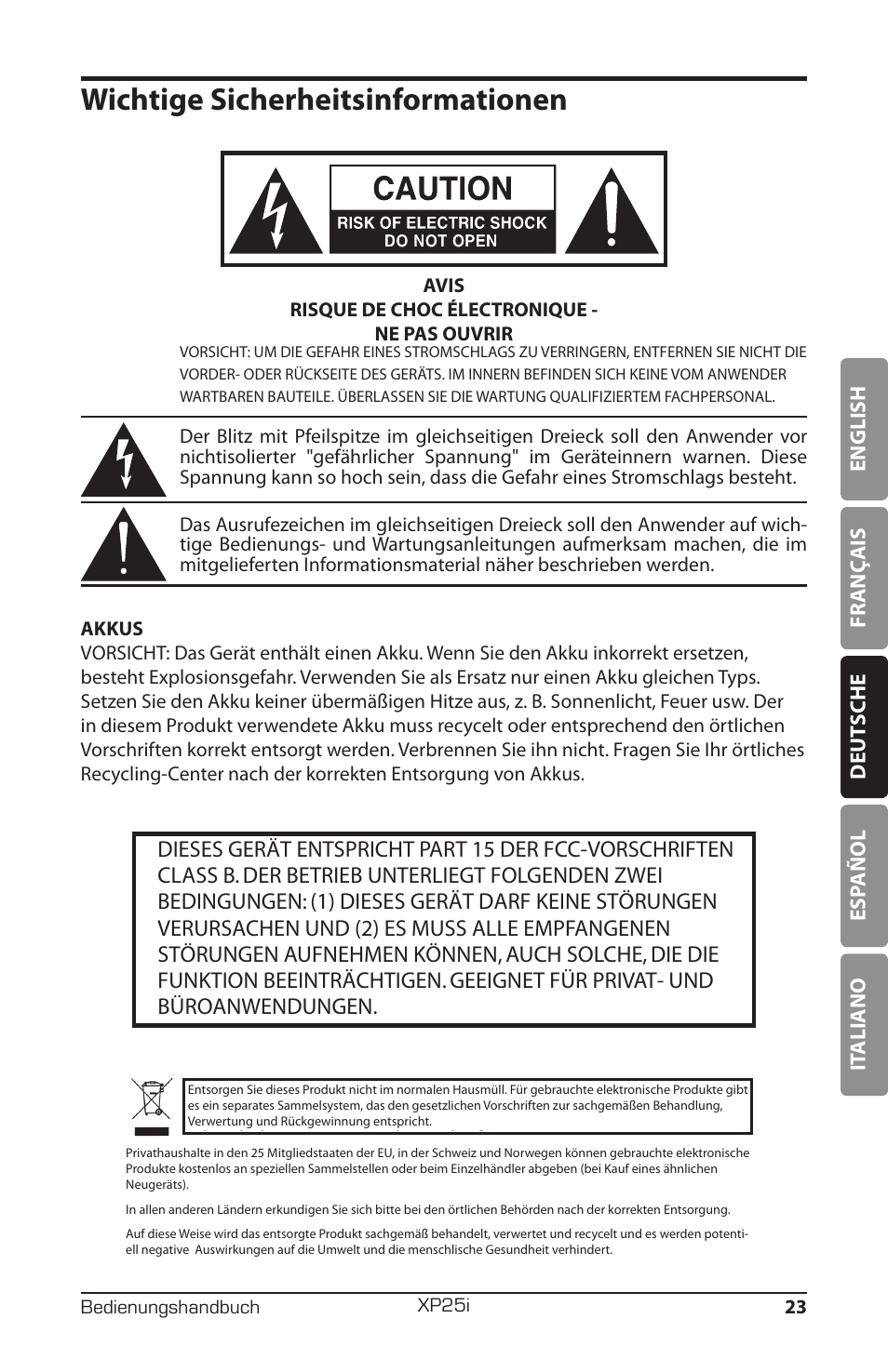 Wichtige sicherheitsinformationen | Samson EXPIDETION XP25I User Manual | Page 27 / 64