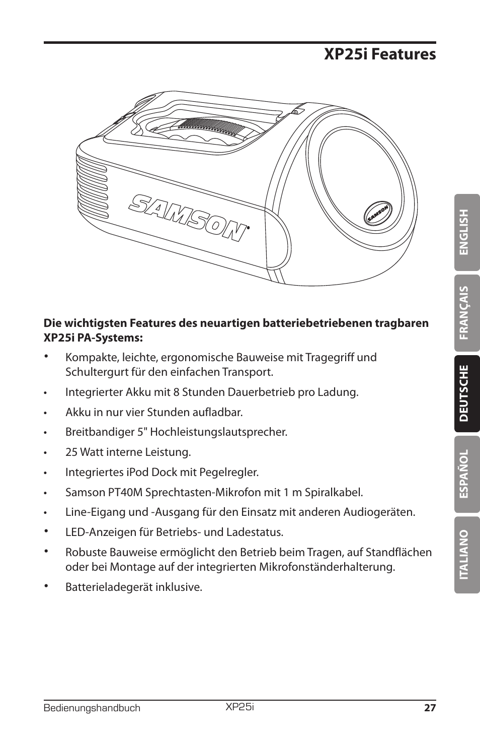 Xp25i features | Samson EXPIDETION XP25I User Manual | Page 31 / 64