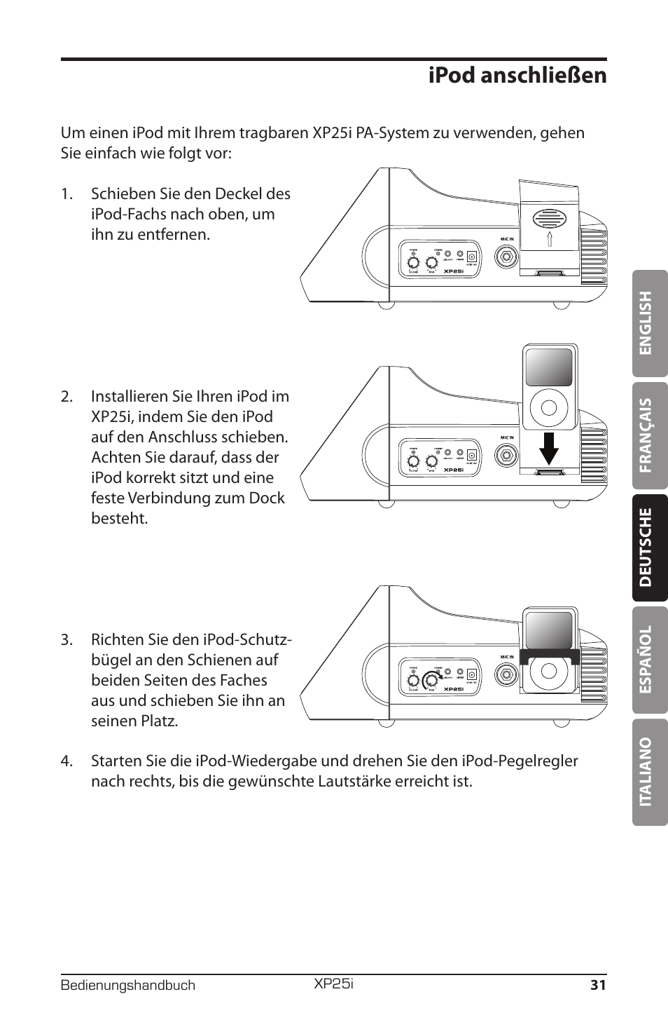 Ipod anschließen | Samson EXPIDETION XP25I User Manual | Page 35 / 64