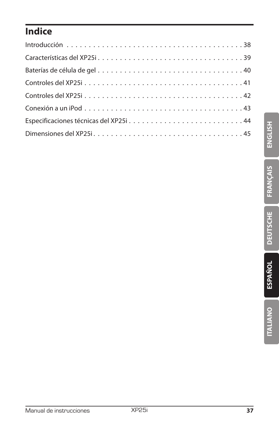 Indice | Samson EXPIDETION XP25I User Manual | Page 41 / 64