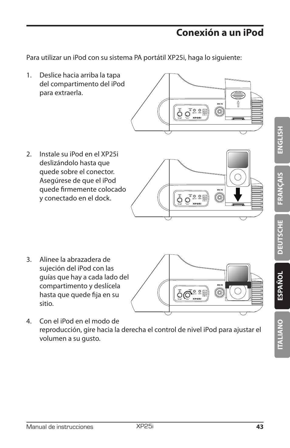 Conexión a un ipod | Samson EXPIDETION XP25I User Manual | Page 47 / 64