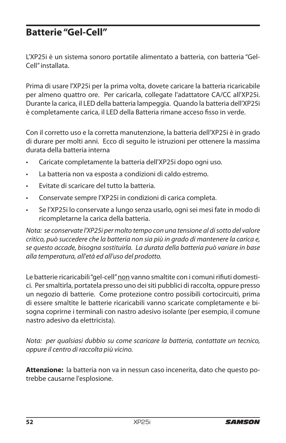 Batterie “gel-cell | Samson EXPIDETION XP25I User Manual | Page 56 / 64